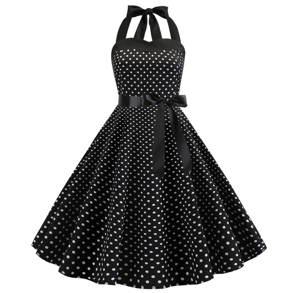 European & American Polka Dot Halter Dress: Retro Tube Top, Slim Waist, Big Swing Skirt
