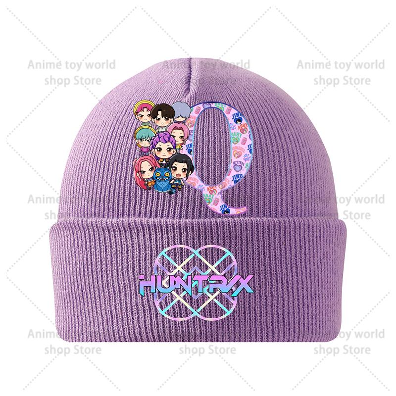 Anime Cartoon KPop Knitted Hat Winter Warm Windproof Hat Cartoon Anime Letter Pattern Knitted Hat Children's Birthday Gift