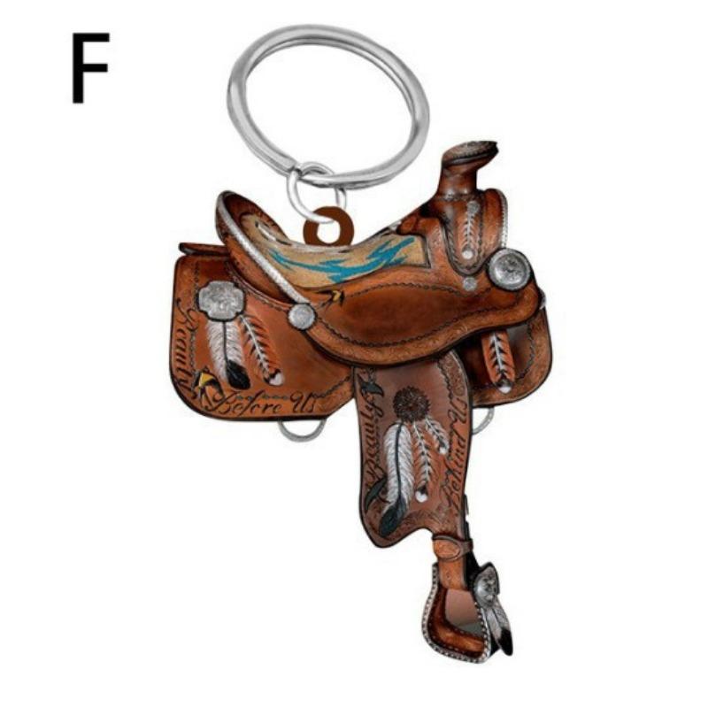 2024 Saddle Car Key Ring Pendant Personalized Decoration Universal Unisex Acrylic Flat Keychain
