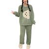 MilaCorinna Fluffy and Warm Flannel Pajamas Set with Cute Bear Solid Long and Lightweight Pajama Set for Fall and Winter Women's Design, Color,
