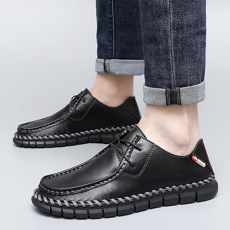 New Handmade Leather Men Shoes Casual Comfortable Men Loafers Leather Shoes Men Flats Hot Sale Outdoor Walking Shoes