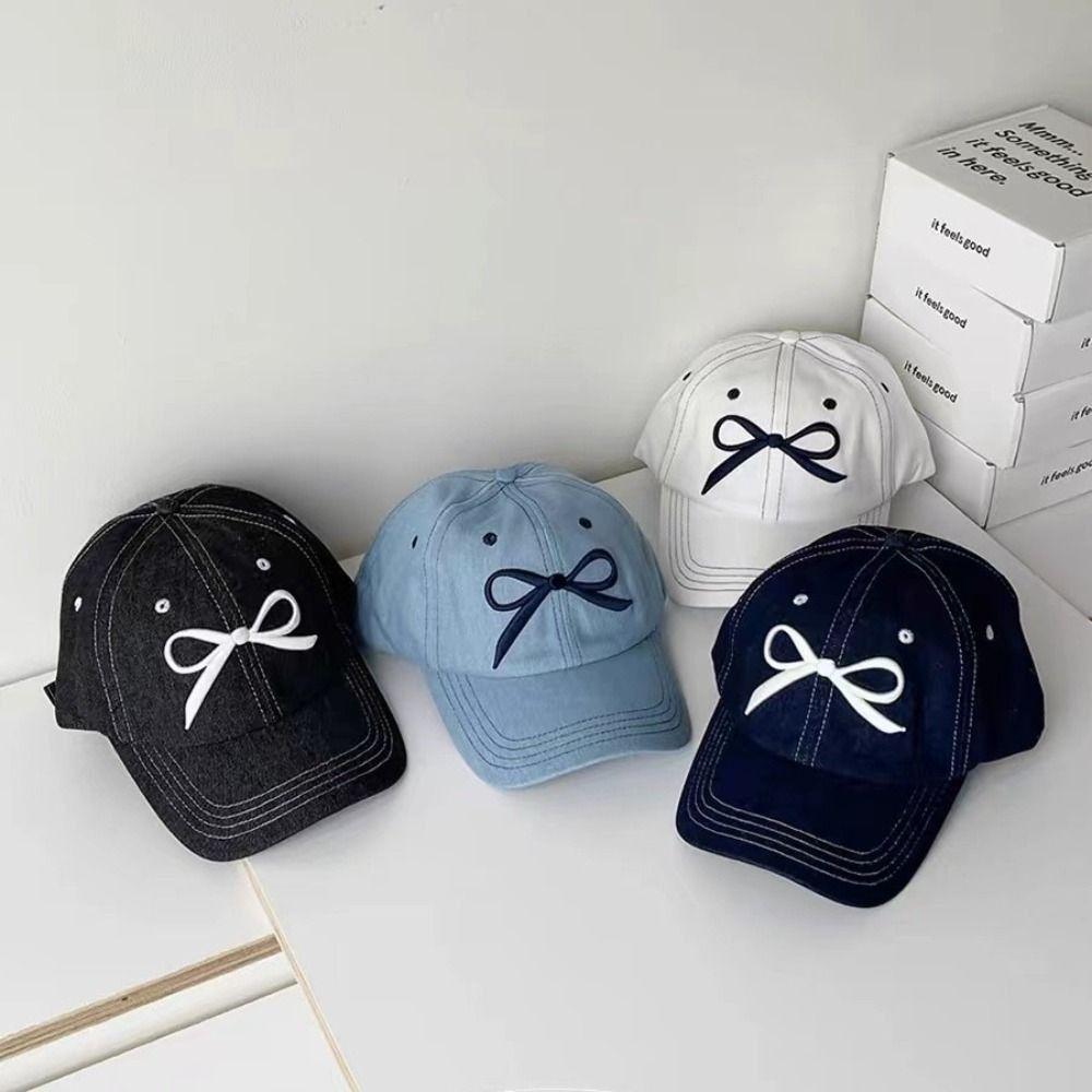 Casual Embroidery Baseball Hat Adjustable Women's Peaked Cap Fashion Bow Baseball Cap  Teenagers