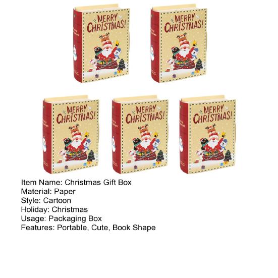 5 шт., рождественская коробка для конфет, креативная коробка для конфет в форме книги, многоразовая коробка для вечеринок, подарочная упаковка, украшение для рождественской вечеринки