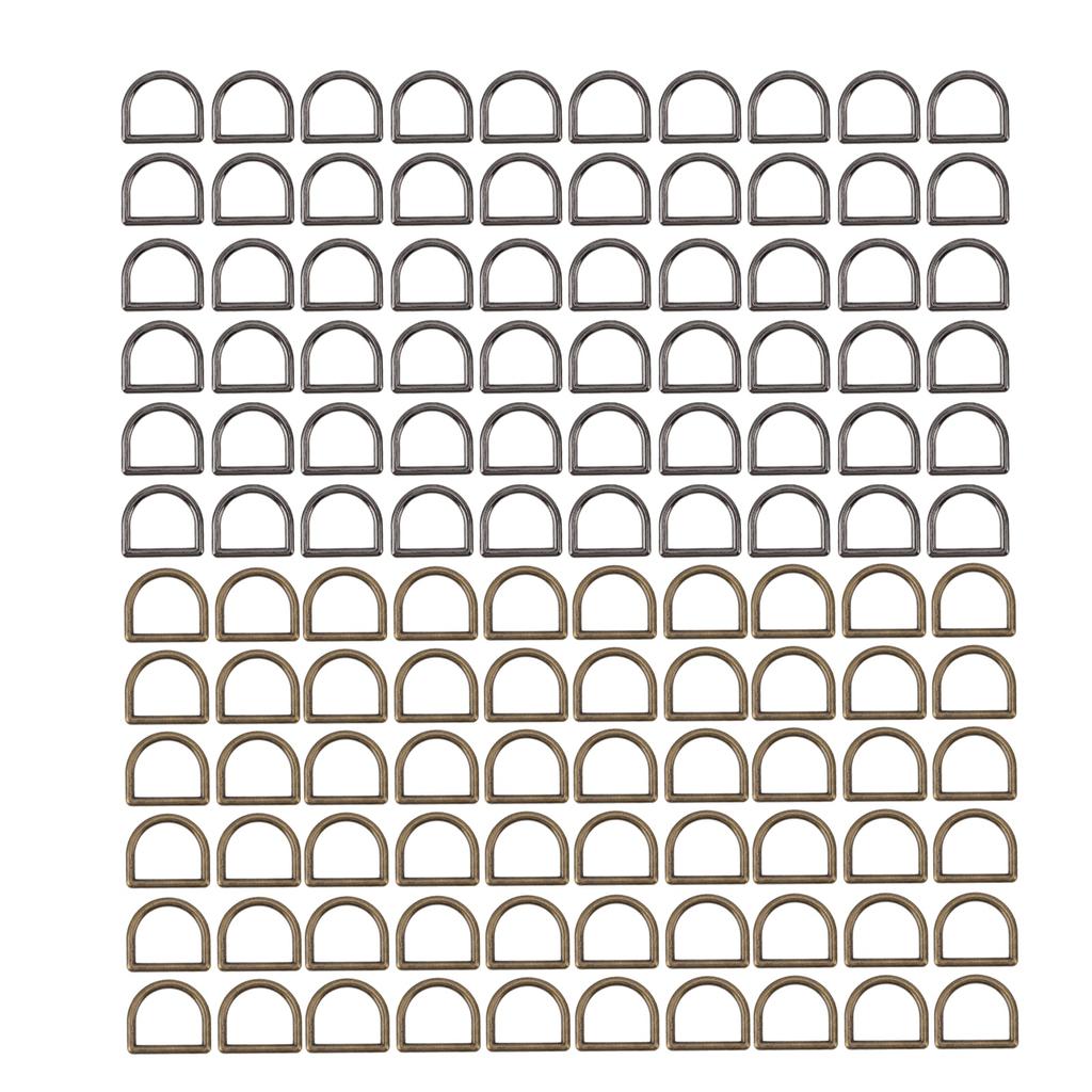 120 шт. металлических D-образных колец из бронзы и серебра, черного цинкового сплава, устойчивых к ржавчине, широко используемых D-образных колец для одежды