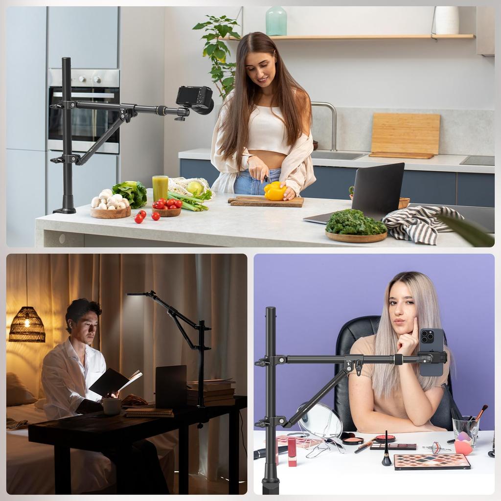 SmallRig Triangular Camera Desk Mount Triangular Desktop Photo Support Bracket Max Load 3kg Overhead Camera Mount with Auxiliary Support Rod Phone