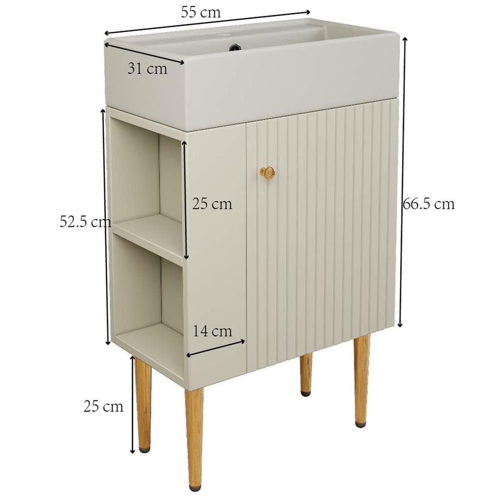 Bathroom Furniture Washbasin with Vanity Unit 55 cm, Vanity Unit, Small Guest Bathroom Furniture, White