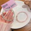 Rose Quartz Fairy Mint Bracelet - 6mm Sugar-Coated Beads, Cute Gift for Students & Besties
