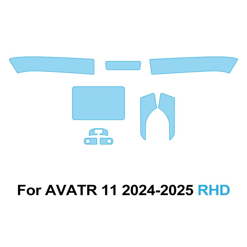 Для AVATR 11 2024 2025 Защитная TPU пленка для салона автомобиля, прозрачная антицарапающая пленка для центральной консоли, набор для переоборудования из предварительно вырезанного PPF