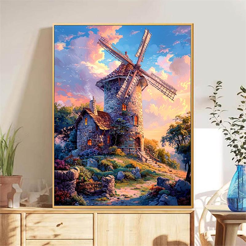 5d DIY Алмазная картина вышивка крестом Ветряная мельница Пейзаж Алмазная вышивка Мозаика Полный Круглый Дрель Домашний Декор