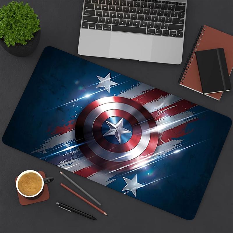 1Pc Captain America Shield Gaming Mouse Pad Keyboard Desk Mat Non-slip Rubber Lock Edge Waterproof Computer Mousepad for Office Home Decor S1116