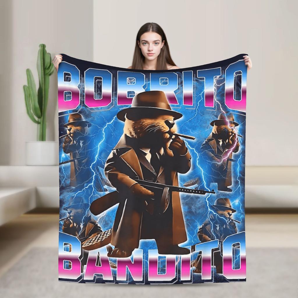 Italian Brainrot Bobrito Bandito Blanket Quality Soft Warm Throw Blanket Winter Girls Boys Couch Chair Sofa Bed Funny Bedspread