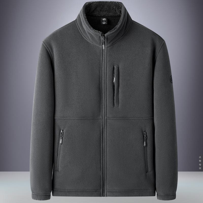 Спортивный свитер мужской кардиган для улицы осень и зима флис утолщенный свободный большой размер верхняя одежда теплая куртка