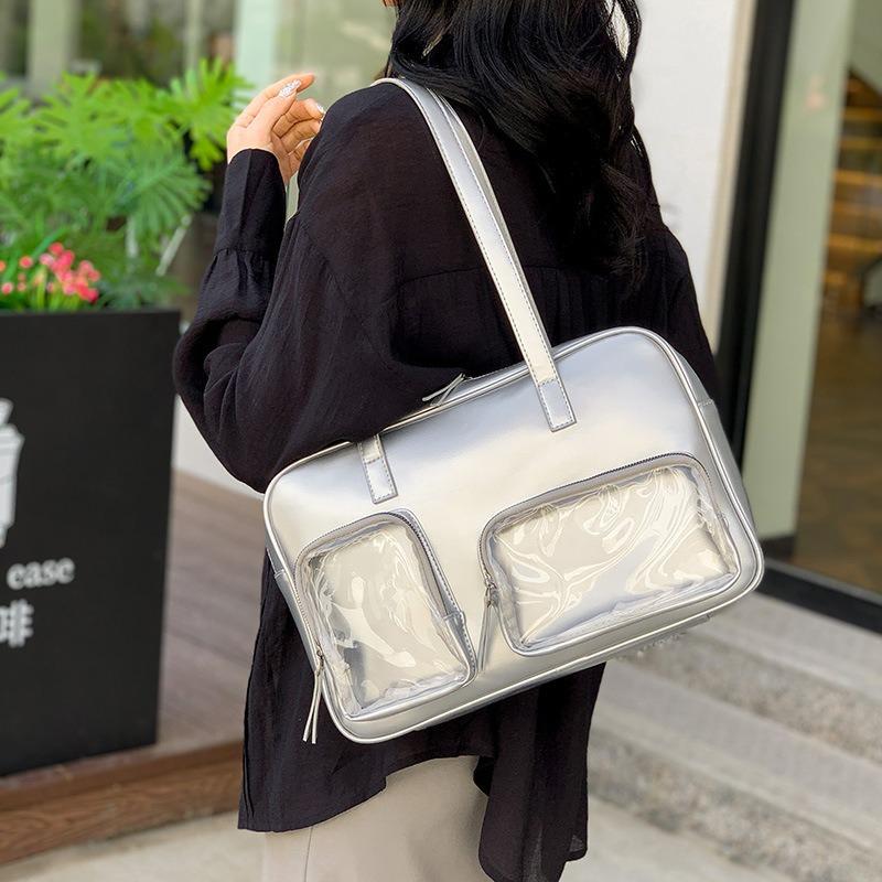 Прозрачная женская сумка из ПВХ, японский кампусный стиль, свежий и сладкий значок, новая модная сумка через плечо для известного в Интернете студента, сумочка