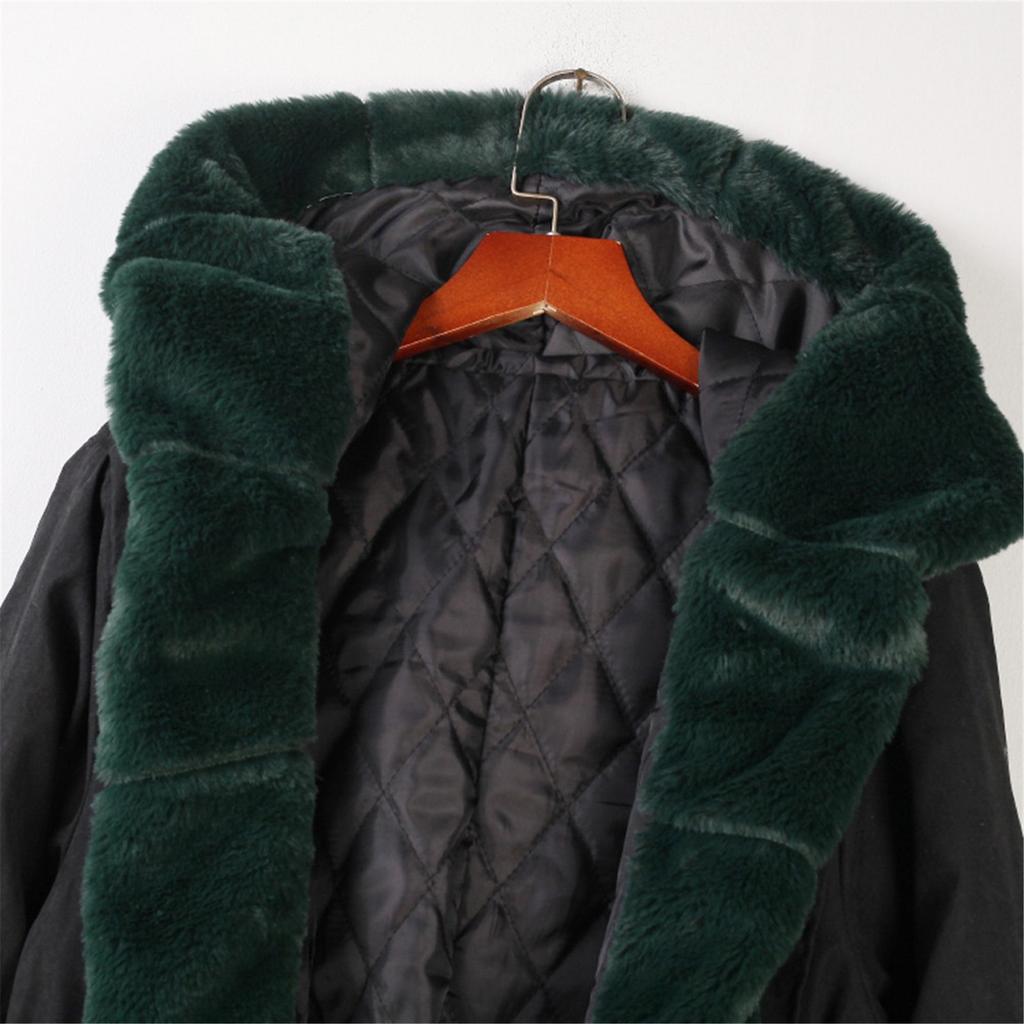Women's Faux-Fur Shaggy Winter Coat Long Sleeve Open Front Outwear Fishtail Hooded Jacket