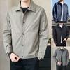 Мужская куртка с лацканами, длинным рукавом, застежкой на пуговицы, пальто с боковыми карманами, весна-осень, однотонная повседневная верхняя одежда