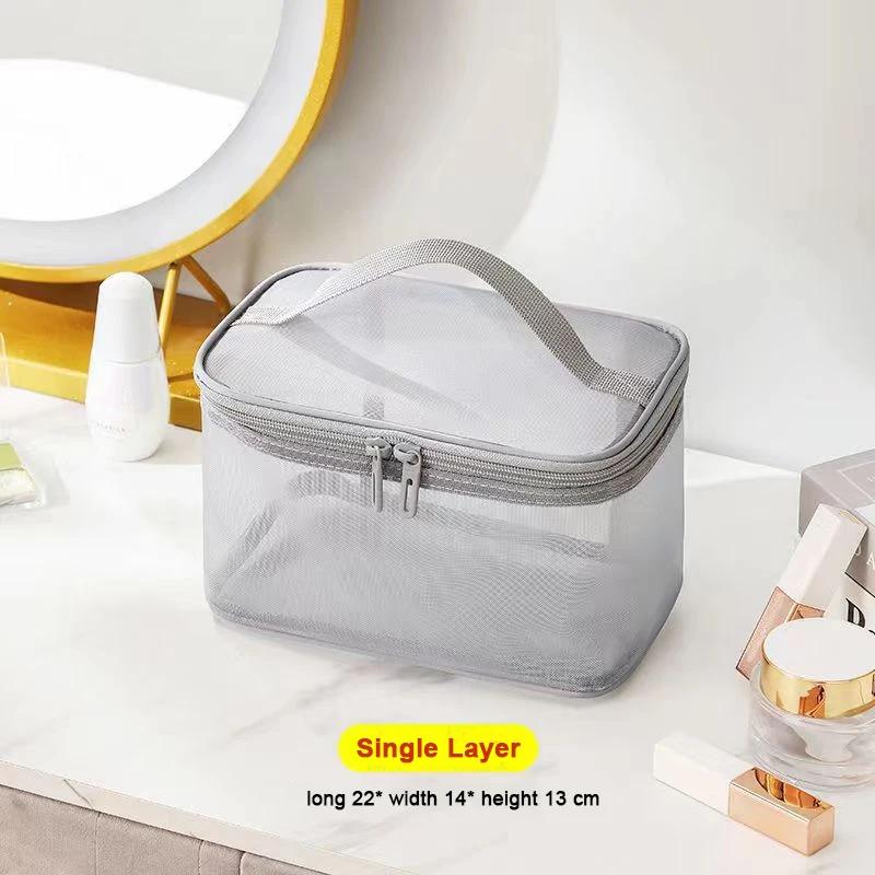 Сетчатая пляжная сумка для мужчин и женщин, портативная ручная дорожная косметичка для хранения, черный карман для фитнеса, органайзер для ванны