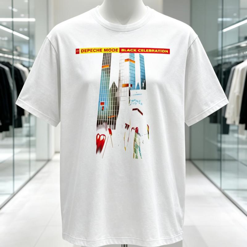 Awesome Depeche Mode Black Celebration TShirt for Unisex Crewneck Pure Cotton T Shirts Short Sleeve Tees Graphic Printed Clothes