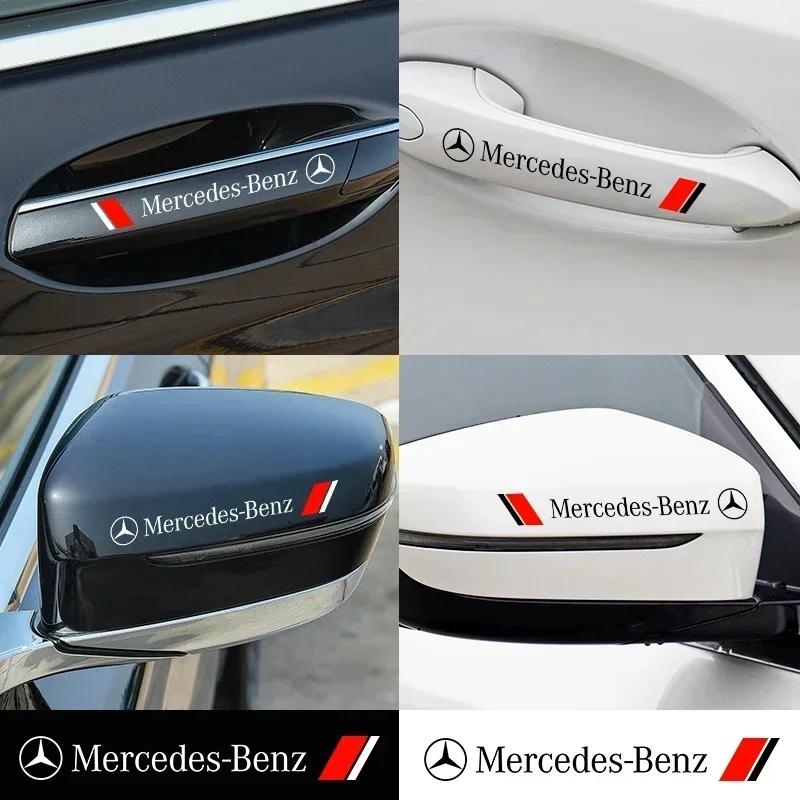 4PCS Car Door Handle Stickers Body Vinyl Stickers Decals Accessories for Mercedes Benz B/C/E/S Class A Class C200L GLC GLK FVWXY1