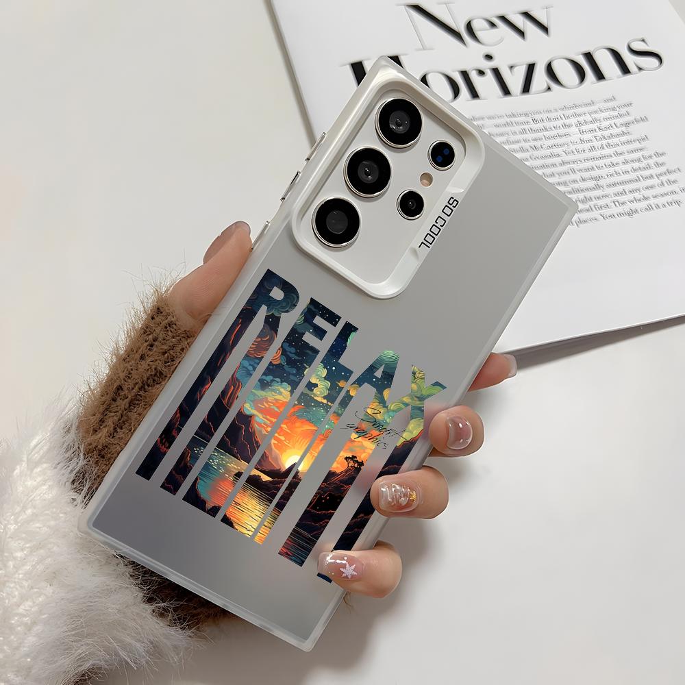 Fashion Landscape Phone Case For Samsung Galaxy S25 Edge S24 S23 S22 S21 S20 Ultra Funda Silicone Silver Cover