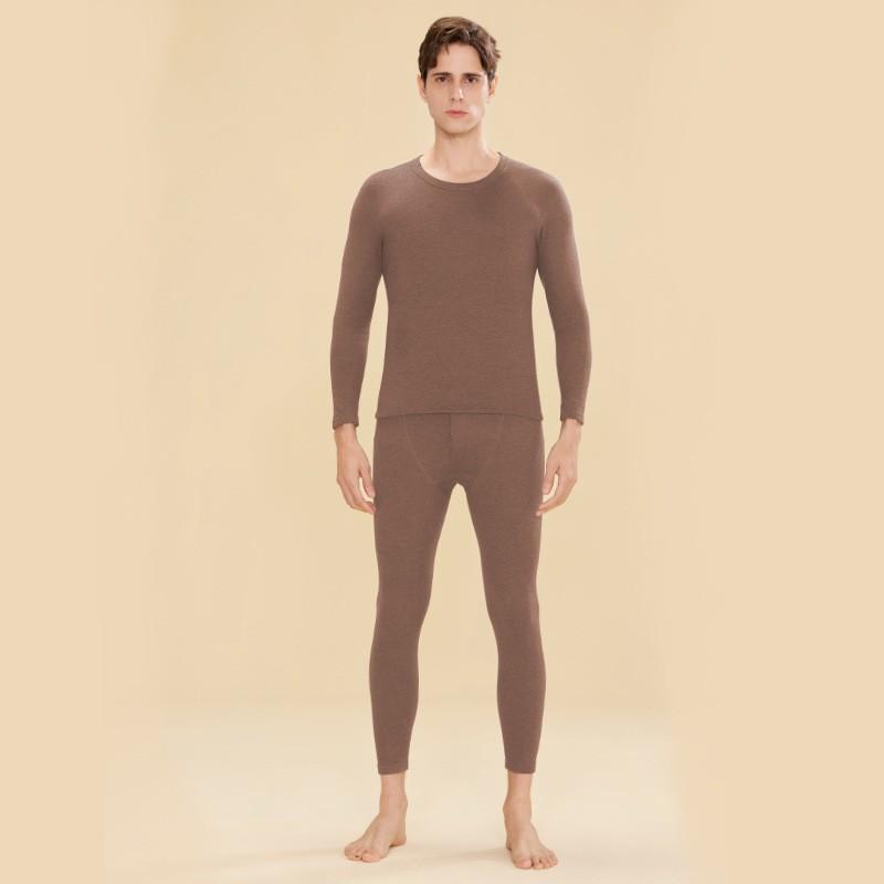 Women Unisex Thermal Underwear Set Round Neck Double-Sided Fleece Lined Base Layer Top Pants Winter Warm Long Johns
