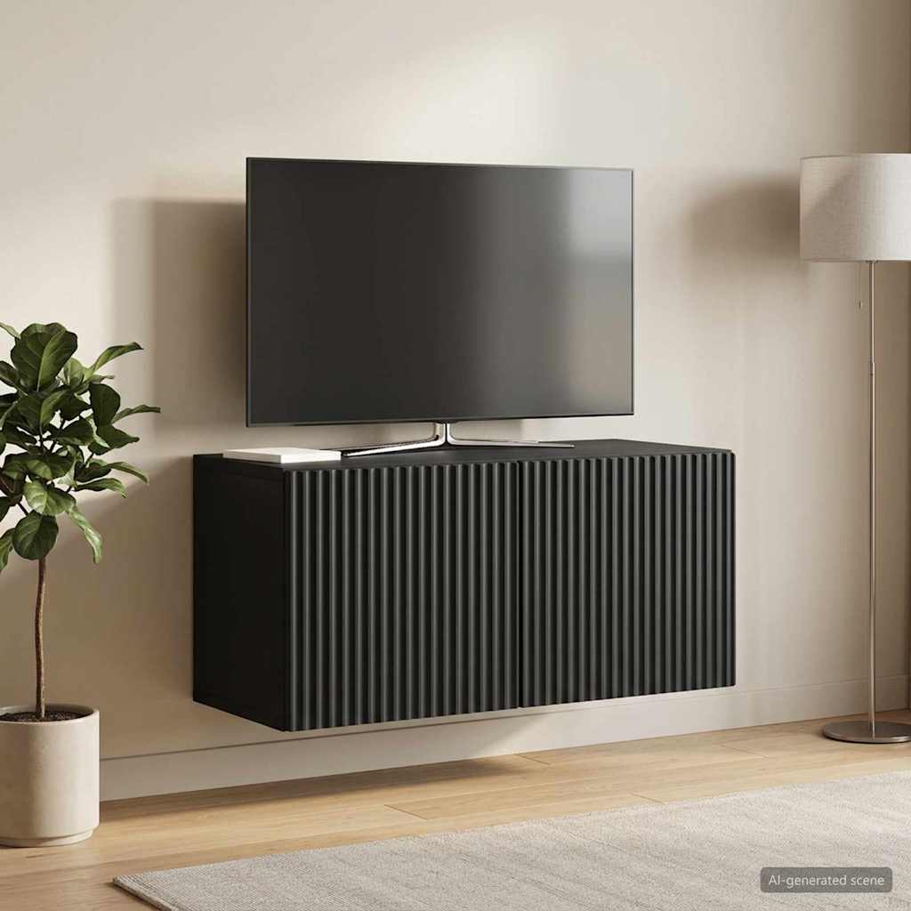 Wall Mounted TV Cabinet Black 59.5 x 31 x 30 cm