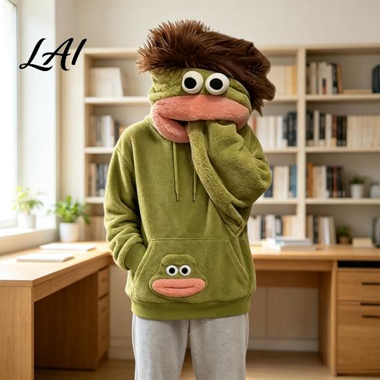 Big Mouth Creature Sweatshirts Flannel Hoodie Unisex Oversized Fleece Hooded Sweatshirt Sweatshirt Plush Pullover Top for Halloween Party Daily Wear