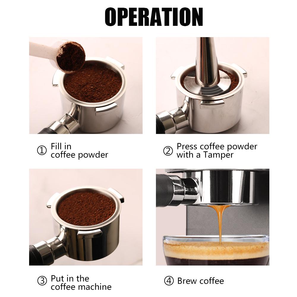 Cornesty 54mm Bottomless Naked Portafilter Filter Basket Included 3 Ears Stainless Steel