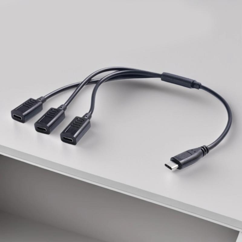 Разветвитель USB Type-C (папа) на 3 порта Type-C (мама) для быстрой зарядки 5V3A и передачи данных, одновременная поддержка телефонов и ноутбуков