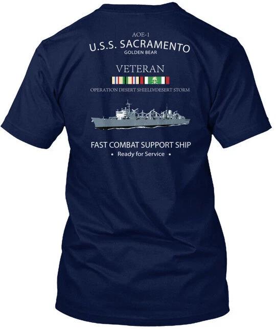 РАСПРОДАЖА USS Sacramento AOE 1 Ветеран Войны в Заливе USS Футболка Сделано в США S до
