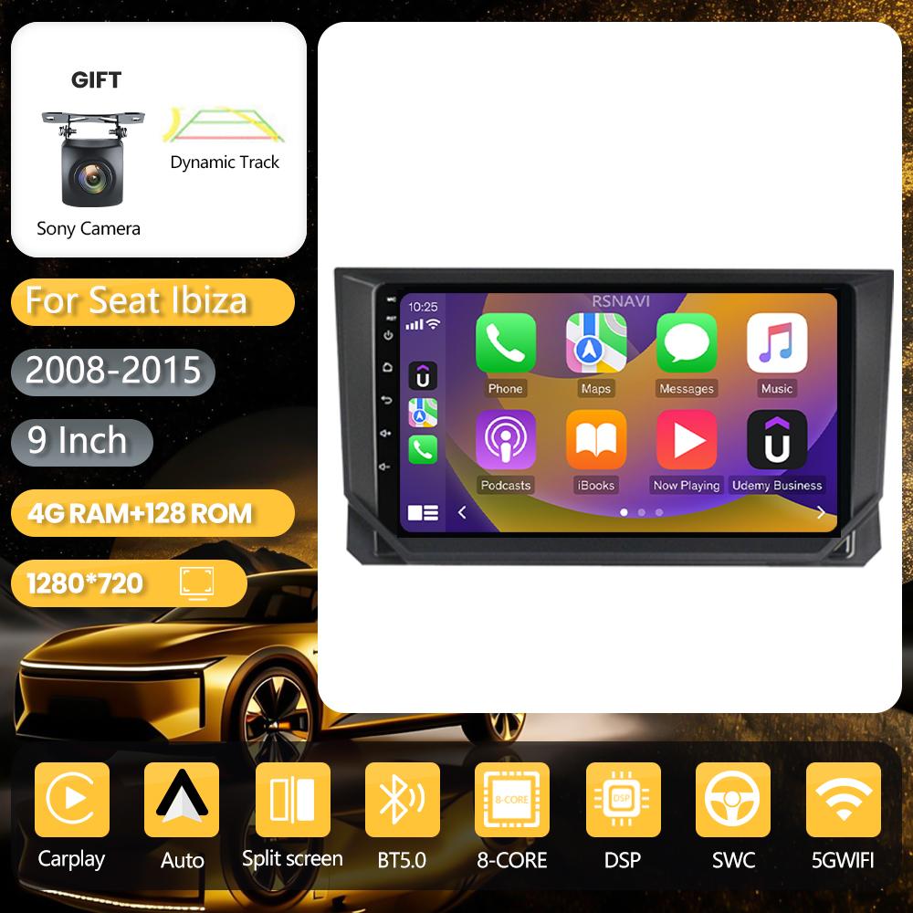 Autoradio Android 16 pour Seat Ibiza 2017-2020, Carplay, Auto DSP, caméra 360°, lecteur multimédia BT, unité centrale 2DIN