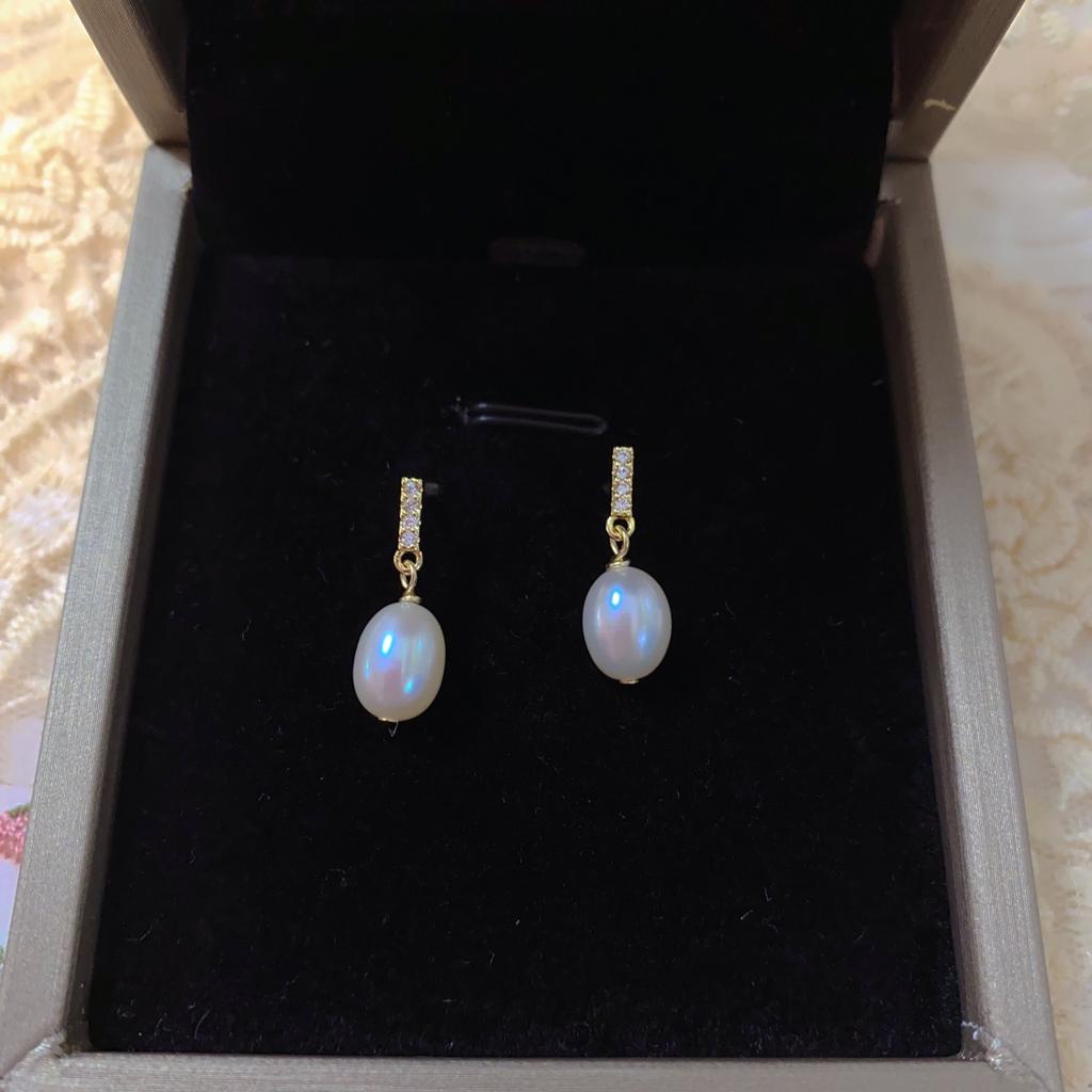 Натуральные пресноводные жемчужины, яркий блеск, серьги-гвоздики с серебряной иглой S925, простые и универсальные, для личности, повседневные серьги-бусины, для девочек