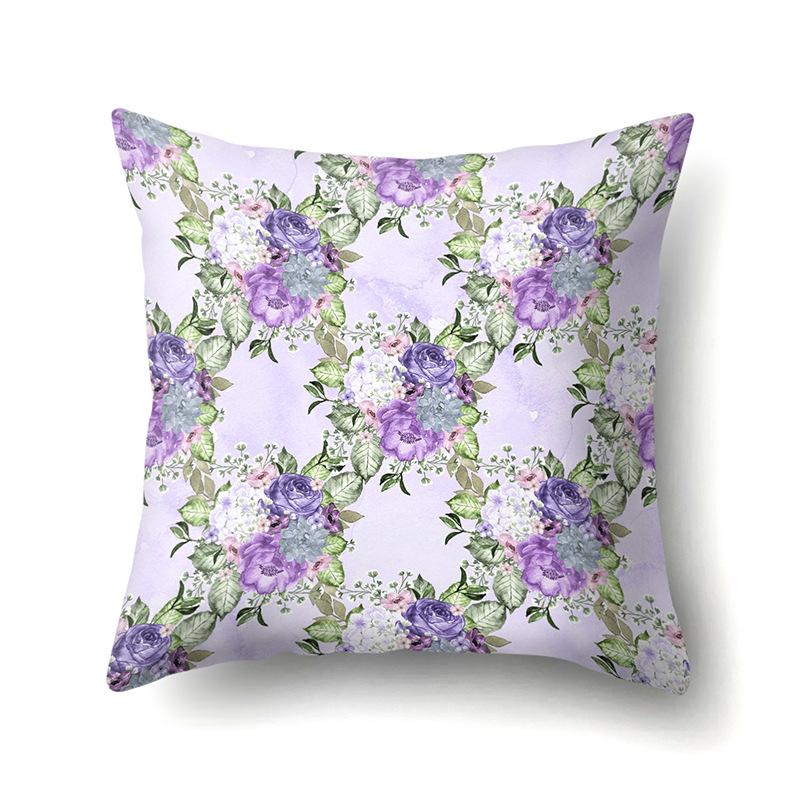 Фиолетовый Цветочный Узор Полиэстер Односторонняя Наволочка Домашняя Наволочка для Подушки на Диван Гостиная Спальня Чехол для Подушки