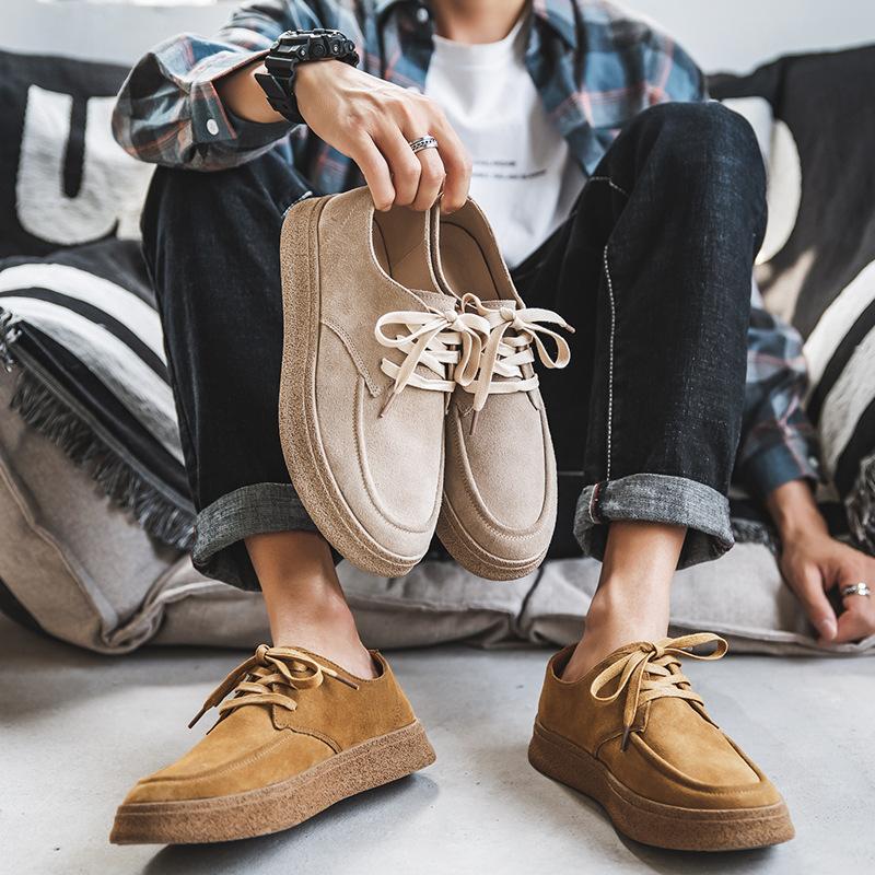 Fashion Cowhide Men's Shoes Fashionable Shoes Versatile Shoes Low Top Boots Retro Casual Leather Shoes Men's British Work Shoes