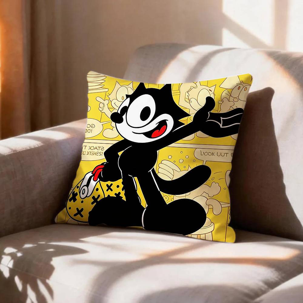 Vintage Animation Character FFelix The Cat Pillow Case Pattern Printed Pillowcase For Living Room Sofa Cushion Cover