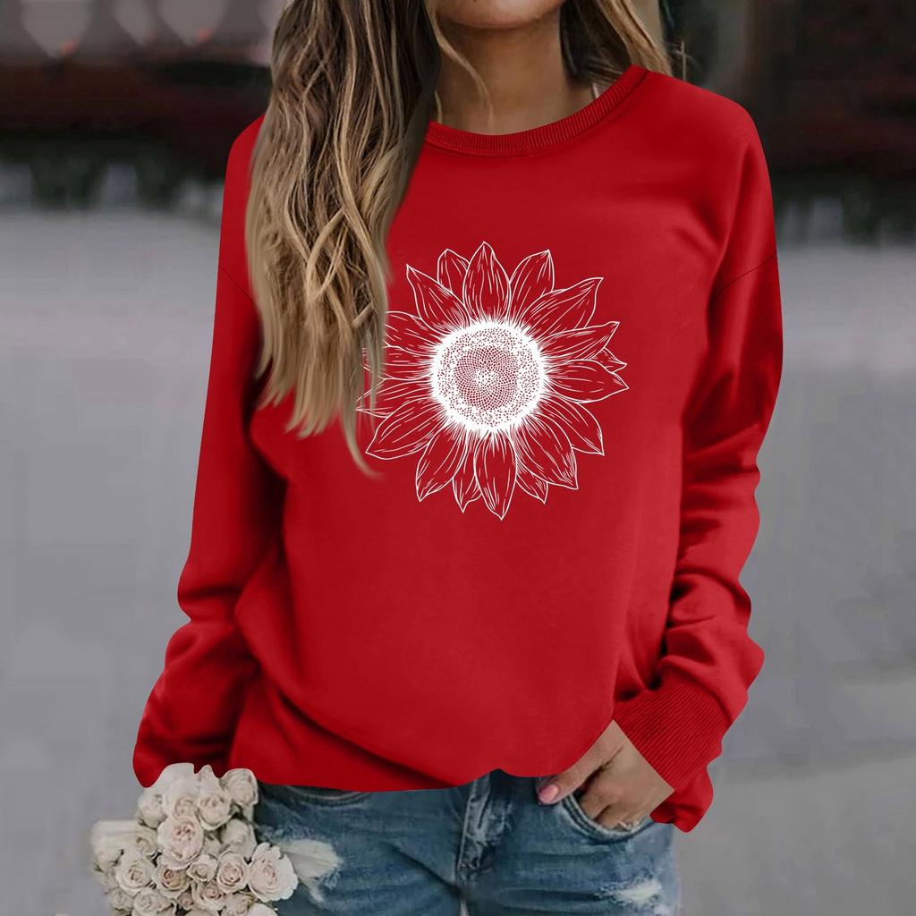 Женская модная повседневная толстовка с длинным рукавом и круглым вырезом с принтом