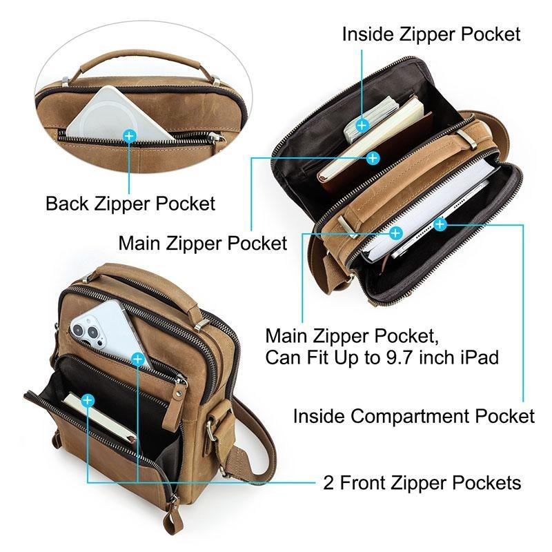 Мужские кожаные сумки-мессенджеры на плечо