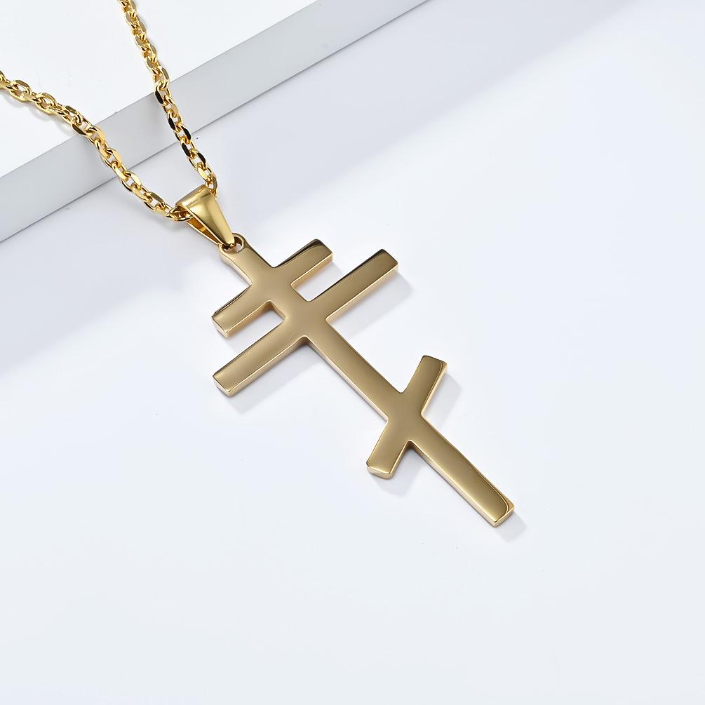 Ожерелье-крест из нержавеющей стали для мужчин и женщин, серебристый глянцевый кулон-крест из титановой стали