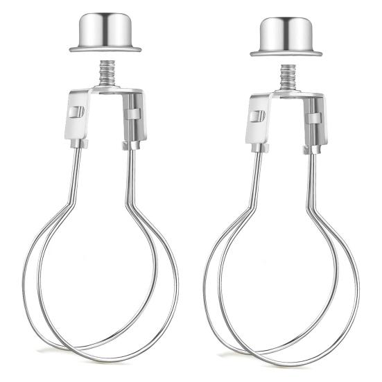 2Pcs Steel Wire Lamp Shade Light Bulb Clip Adapter with Hat Knob Finial Silicone Levelers Heat Resistant Lampshade Adapter