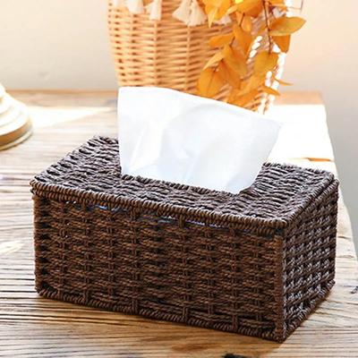 Коробка для салфеток из ротанга, винтажный держатель для салфеток, чехол для туалетной салфетки, контейнер для хранения, крышка для дома, гостиной, украшение стола