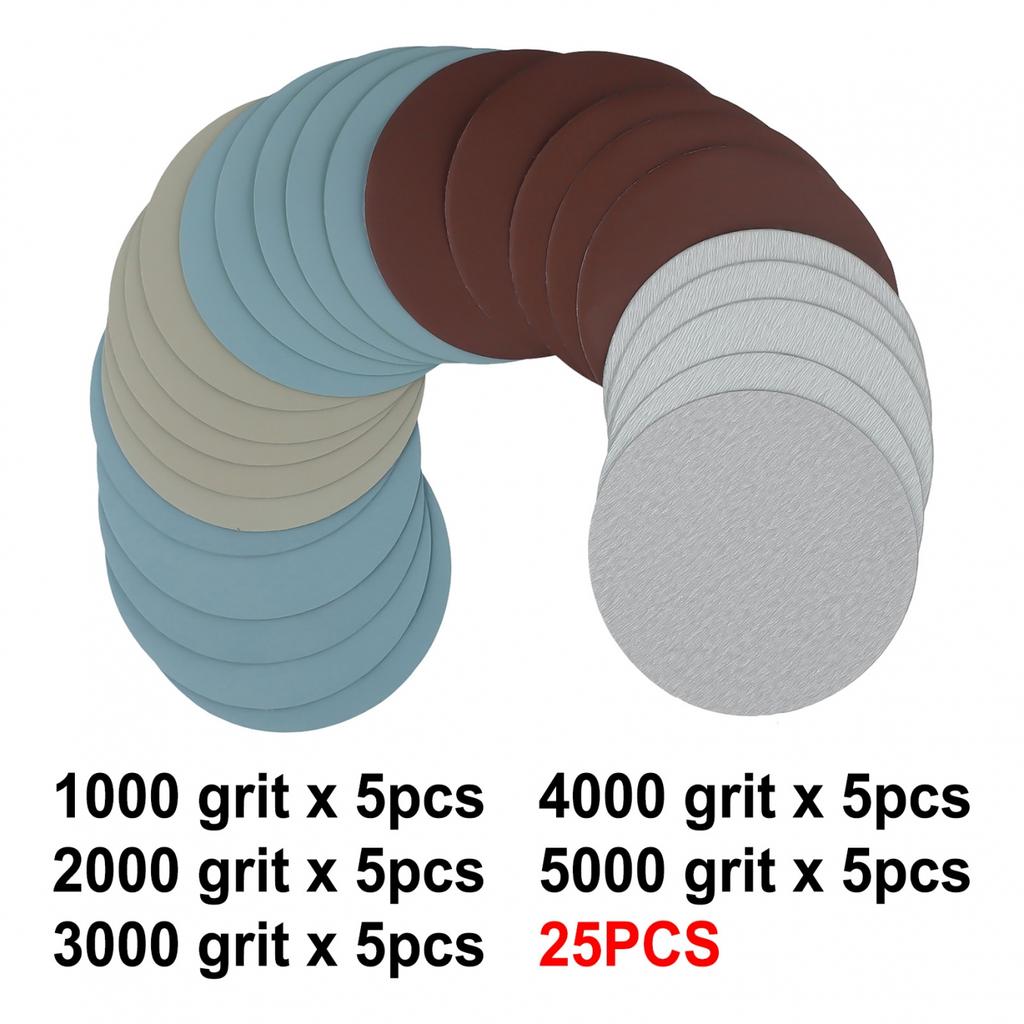 25pcs Sanding Disc 125mm Wet & Dry 1000-5000 Grits Sand Paper High Quality