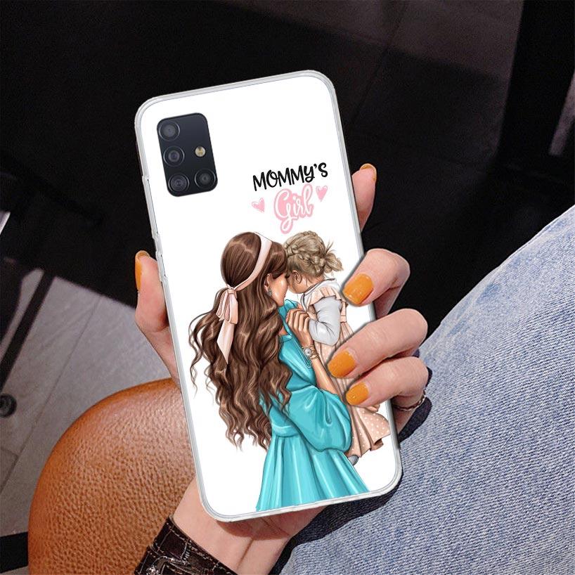 Mom Baby Girls Phone Case For Samsung Galaxy A52 A32 A22 A12 A51 A31 A50S A30S A20S A10S Note 20 Ultra 10 Plus S10 A72 A71 Galax