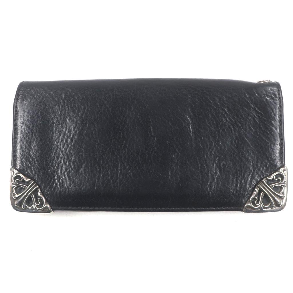 Very Good CHROME HEARTS Purse LNG SNGL FLD TIPS Single Fold Black Leather Mens Used