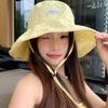 Sweet Plaid Floral Fisherman Hat for Women Summer Large Brim Sunshade Travel Beach Basin Cap Girls Casual Outdoor Lacing Hat