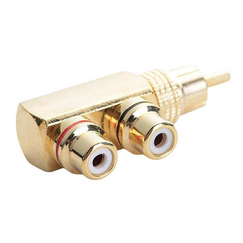 Позолоченный AV аудио разветвитель штекер RCA адаптер 1 штекер на 2 гнезда F разъем инструмент