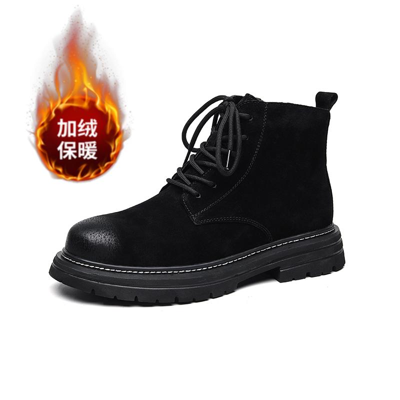 Высококачественные мужские ботинки на шнуровке с высоким голенищем, модная тактическая обувь, винтажная классическая ретро-обувь из натуральной кожи с плюшевой теплоизоляцией