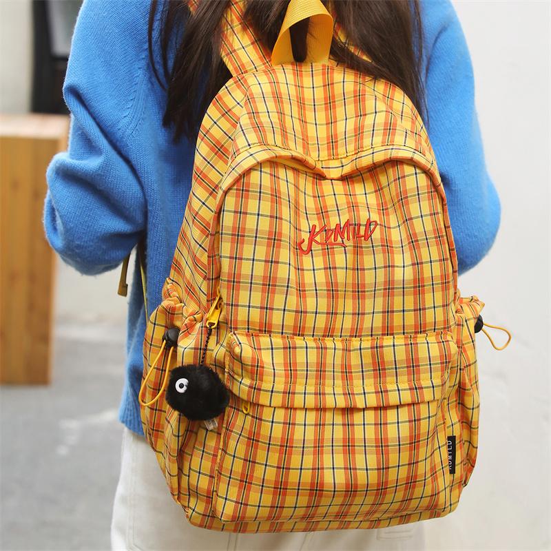 Plaid Print Schoolbag Women's Lightweight Backpack