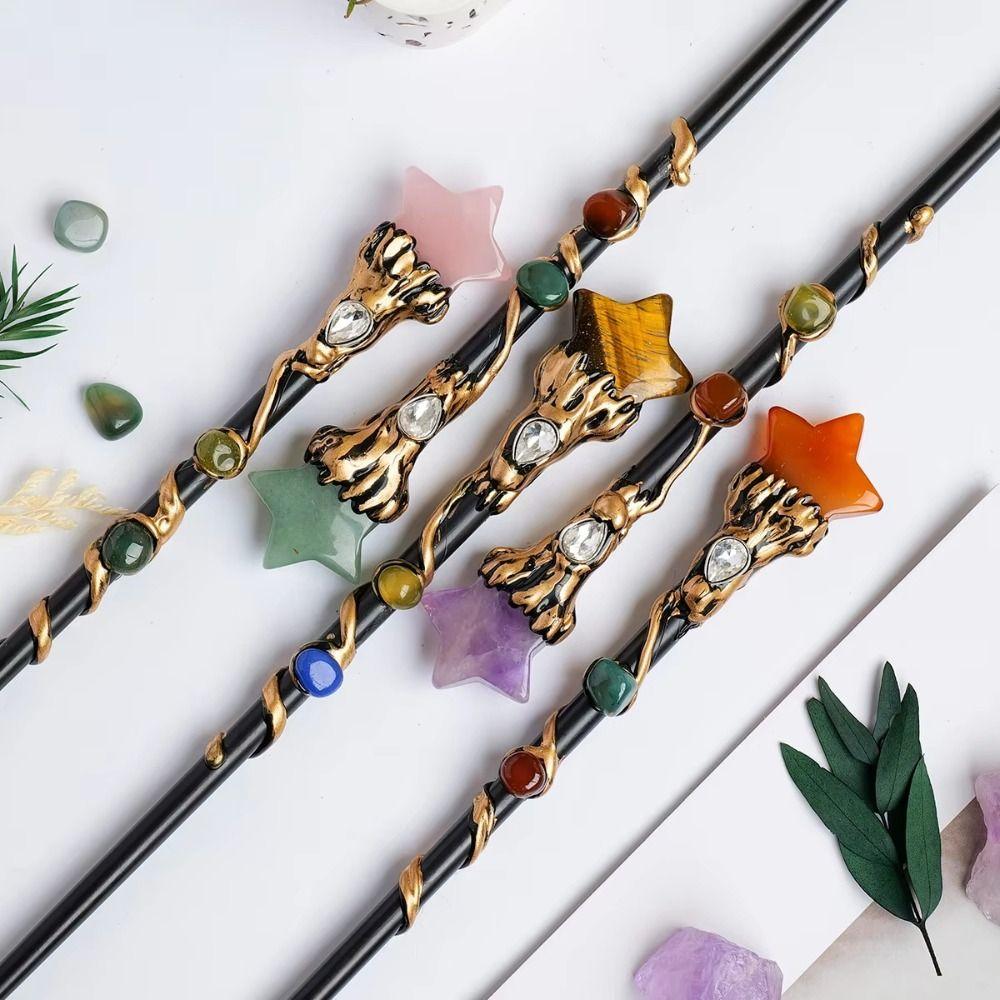 DIY Handmade Crystal Magic Wand Halloween Prop Magic Scepter Creative Fairy Stick Women Girls