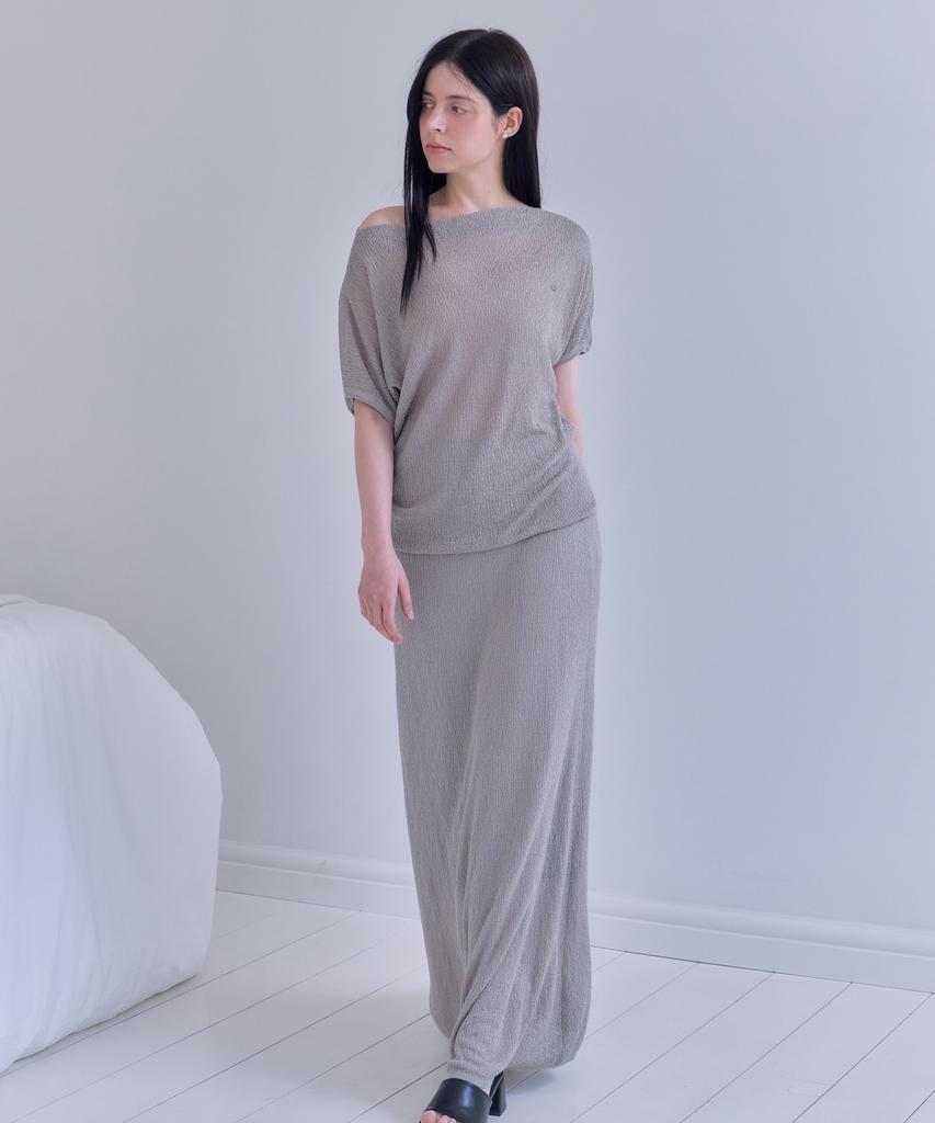 Вязаный комплект Mejongleuhaleu Jeanne (Вязаный топ с открытыми плечами + юбка) 3 цвета