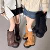 Women's 2025 Petite Retro Thick-Soled Martin Boots: Slimming Over-the-Knee Stacked Long Boots for Autumn/Winter