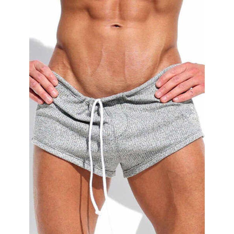 Fashion Summer Men Sexy Lacing Shorts Holiday Casual Sports Fitness Breathable Stretch Silm Shorts Tide